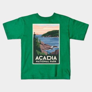 Acadia National Park Vintage Travel Poster Kids T-Shirt